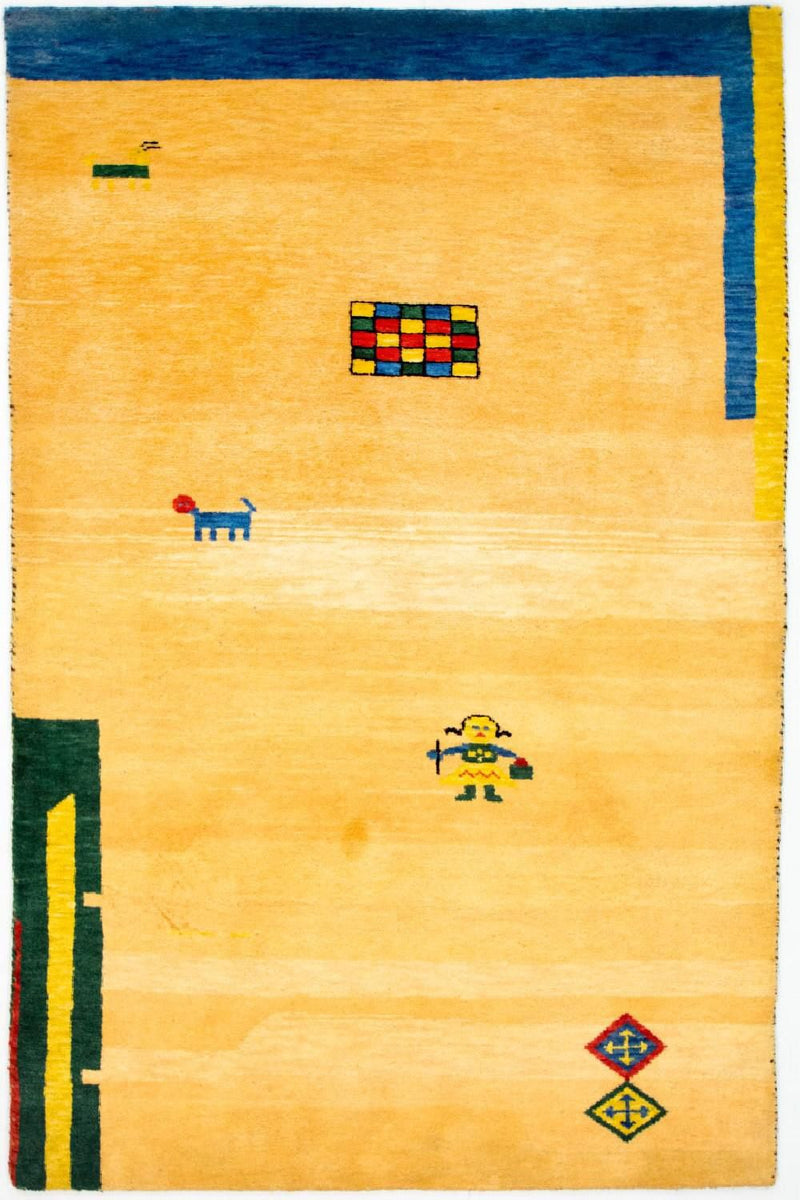 Tappeto Gabbeh - Indus - 193 x 121 cm - oro