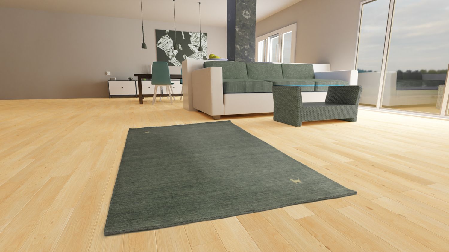 Tappeto Gabbeh - Indus - 250 x 200 cm - grigio