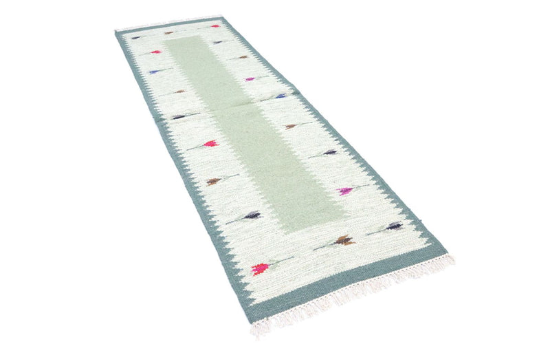 Tappeto corsia Tappeto Kelim - Tendenza - 250 x 80 cm - verde chiaro
