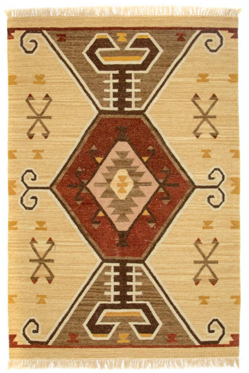 Tappeto Kelim - Tendenza - 187 x 126 cm - giallo