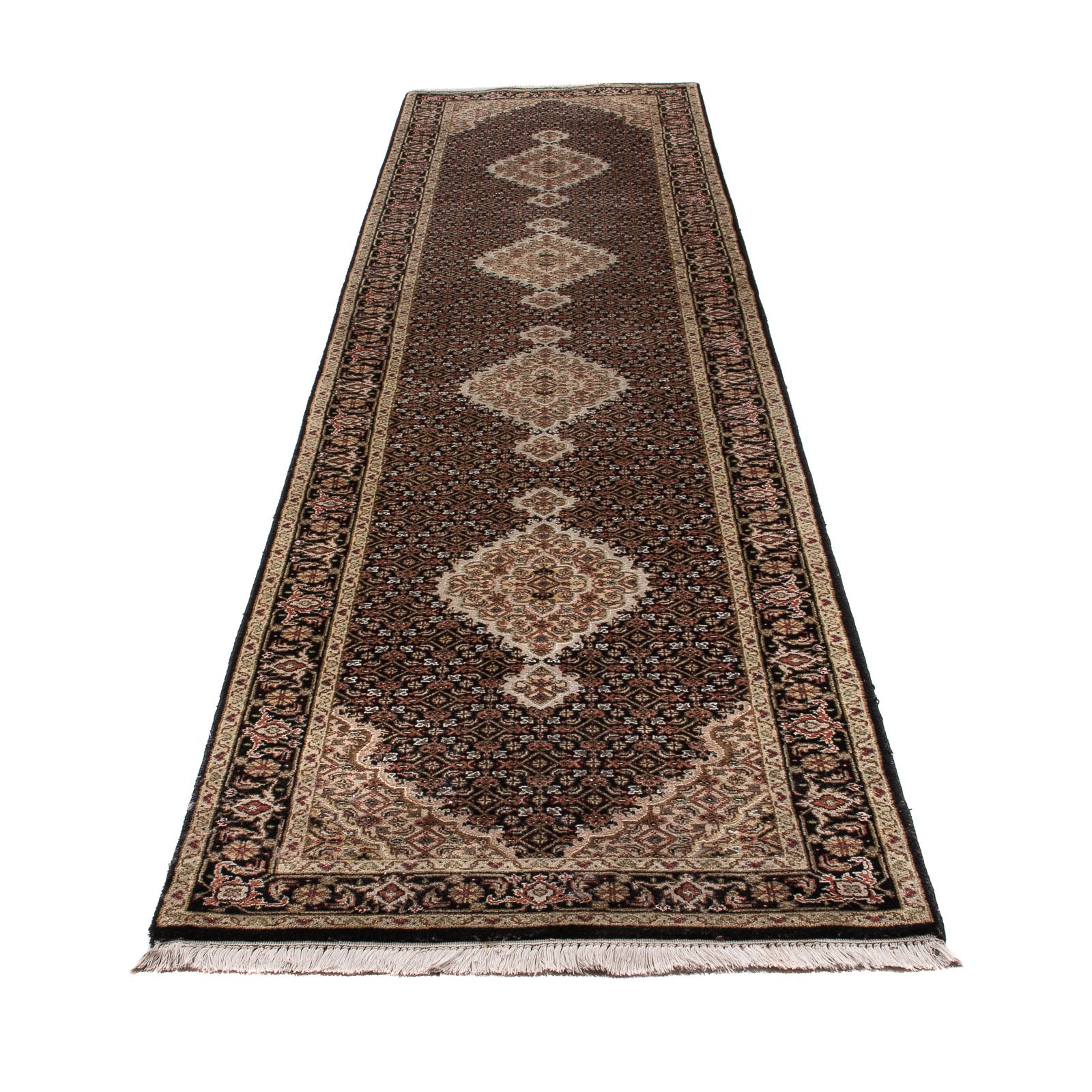 Tappeto corsia Tappeto orientale - Tabriz - 372 x 81 cm - nero