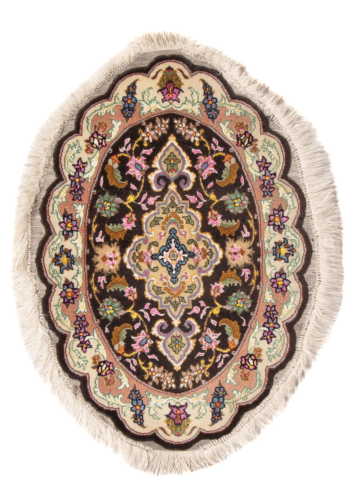 Tappeto Persero - Tabriz - Reale ovale  - 68 x 48 cm - nero