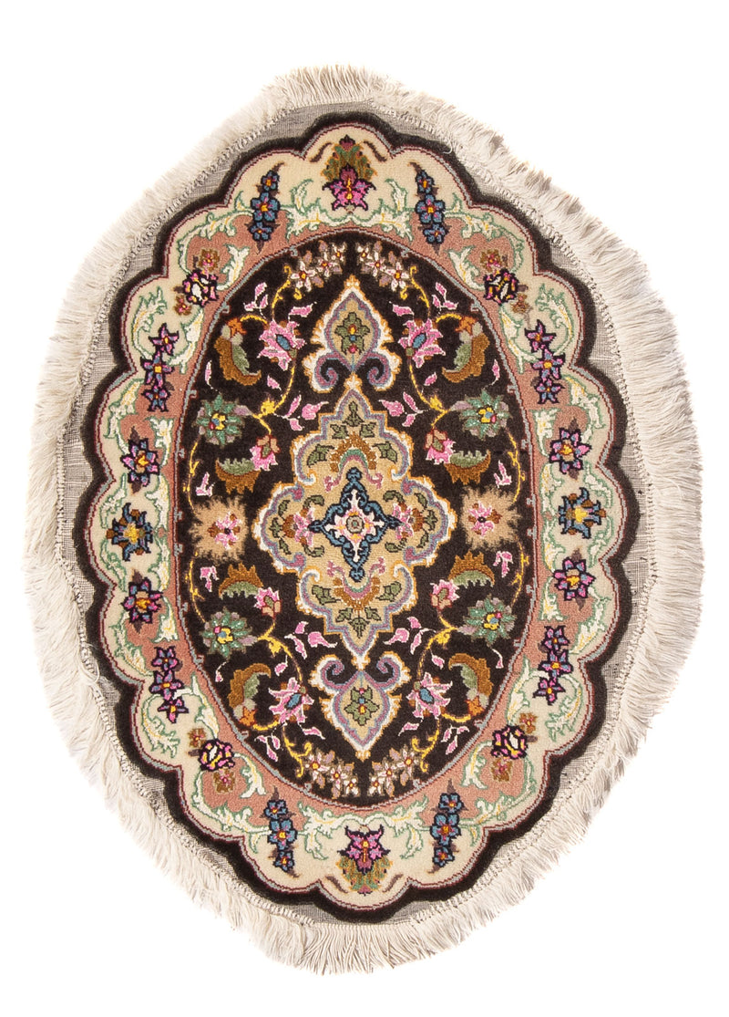 Tappeto Persero - Tabriz - Reale ovale  - 68 x 48 cm - nero