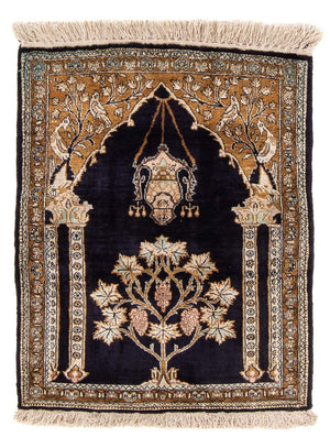 Tappeto di seta - Ghom seta - Premio - 72 x 57 cm - blu scuro