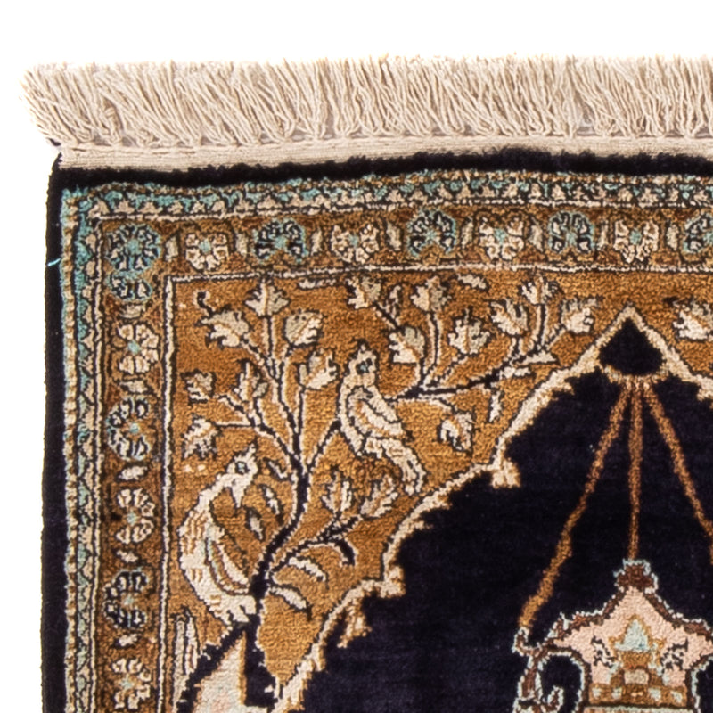 Tappeto di seta - Ghom seta - Premio - 72 x 57 cm - blu scuro
