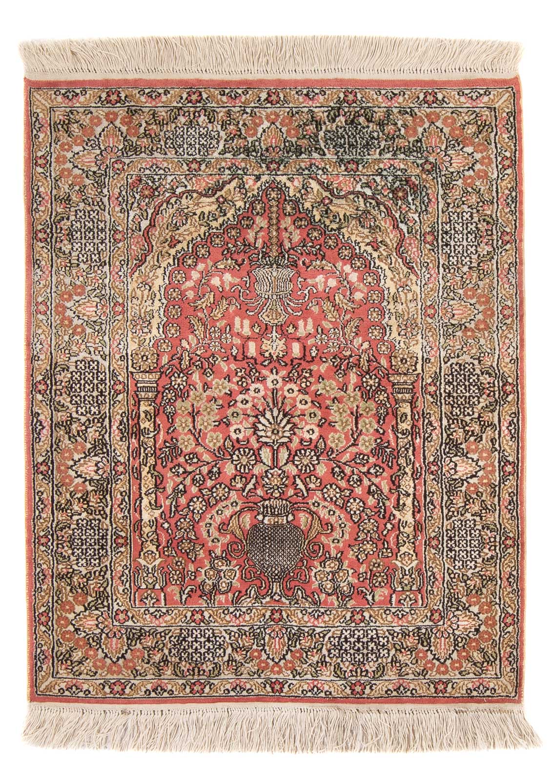 Tappeto di seta - seta cinese - 86 x 64 cm - rosso