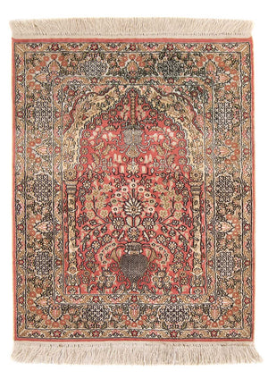 Tappeto di seta - seta cinese - 86 x 64 cm - rosso