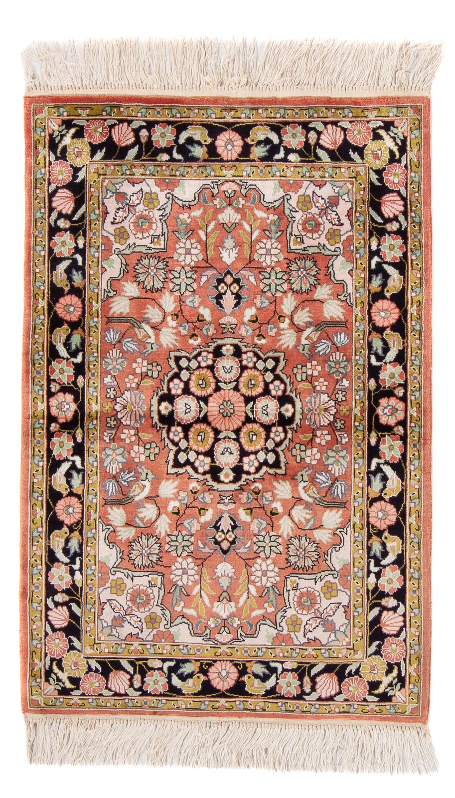 Tappeto di seta - seta cinese - 93 x 62 cm - rosso