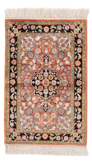 Tappeto di seta - seta cinese - 93 x 62 cm - rosso