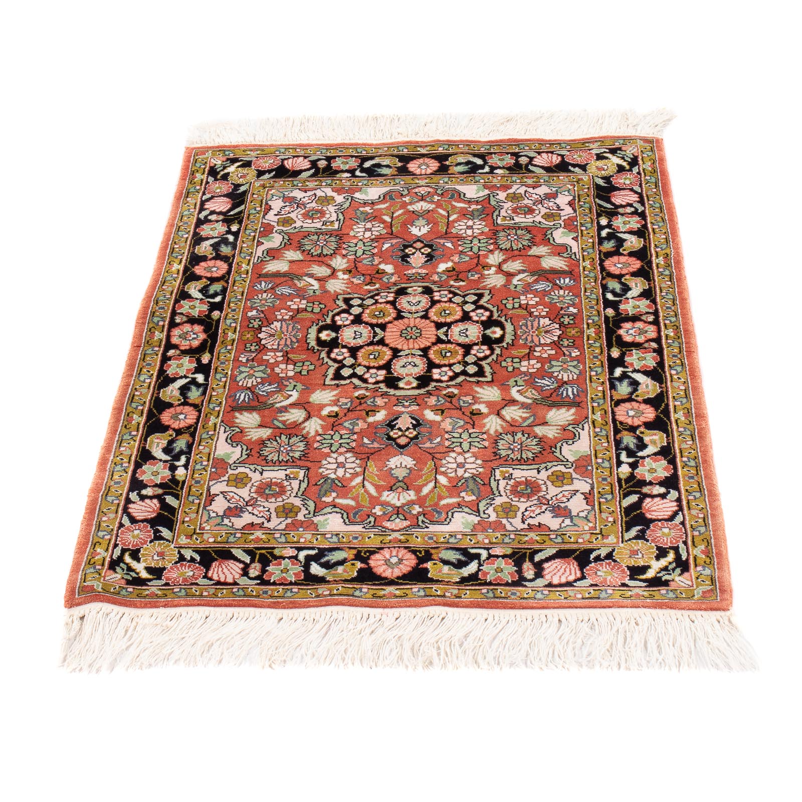 Tappeto di seta - seta cinese - 93 x 62 cm - rosso