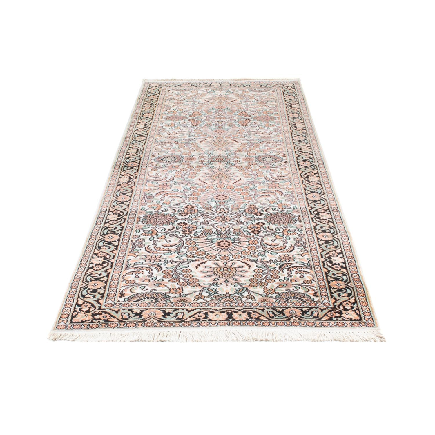 Tappeto corsia Tappeto di seta - Seta del Kashmir - 280 x 96 cm - rosa