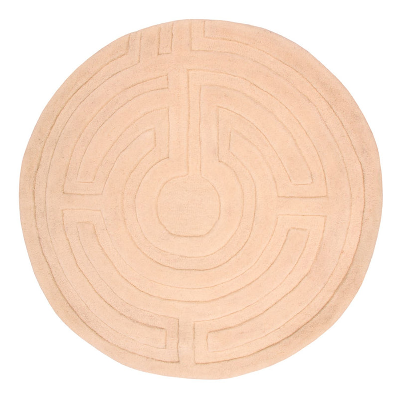 Tappeto di lana rotondo  - 80 x 80 cm - beige
