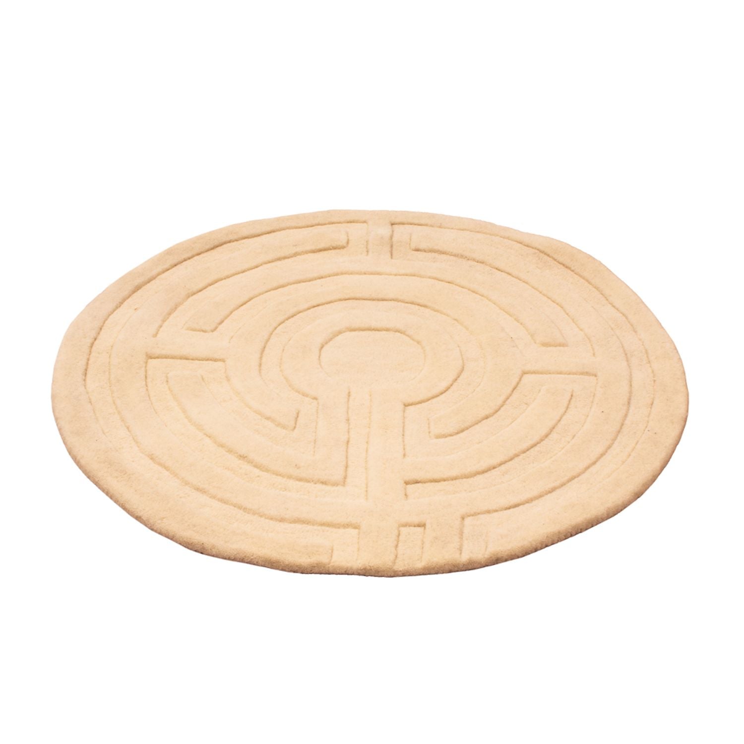 Tappeto di lana rotondo  - 80 x 80 cm - beige