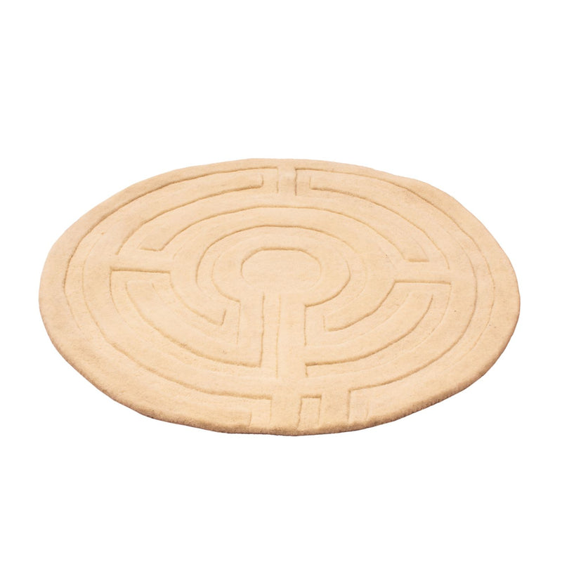 Tappeto di lana rotondo  - 80 x 80 cm - beige