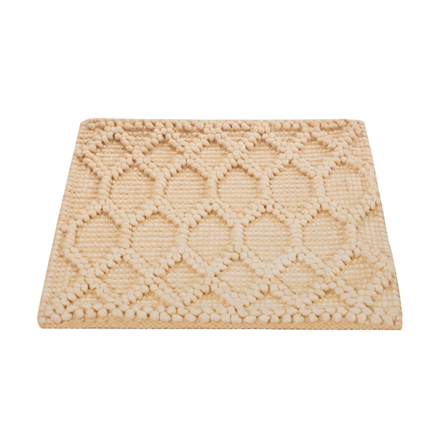 Tappeto di lana quadrato  - 48 x 42 cm - beige