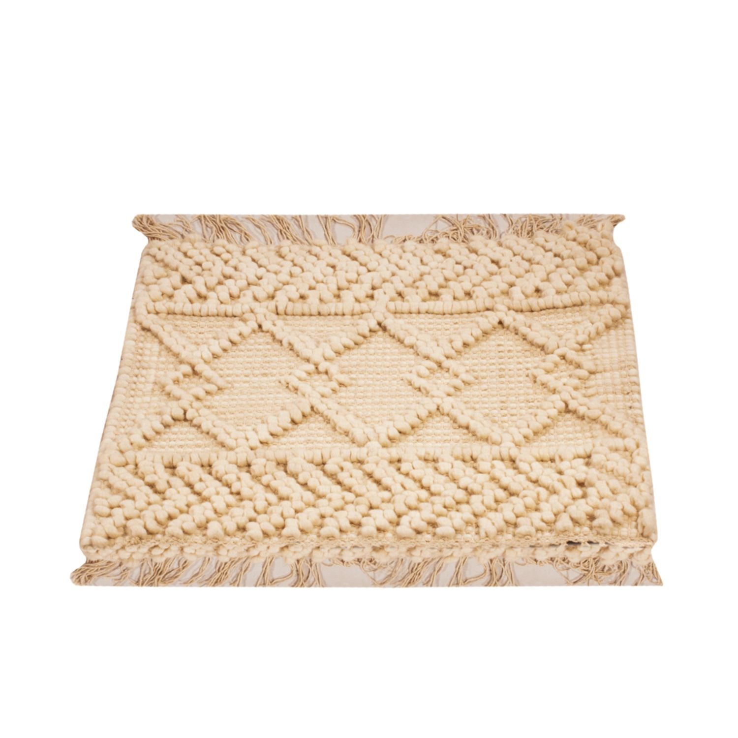 Tappeto di lana quadrato  - 48 x 46 cm - crema
