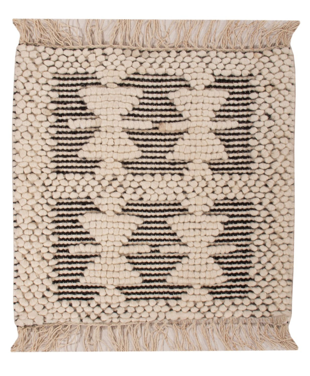 Tappeto di lana quadrato  - 49 x 46 cm - bianco e nero