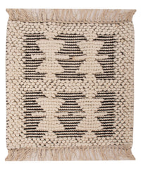 Tappeto di lana quadrato  - 49 x 46 cm - bianco e nero