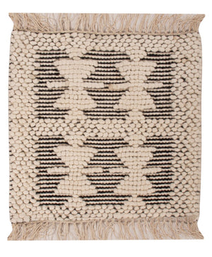 Tappeto di lana quadrato  - 49 x 46 cm - bianco e nero
