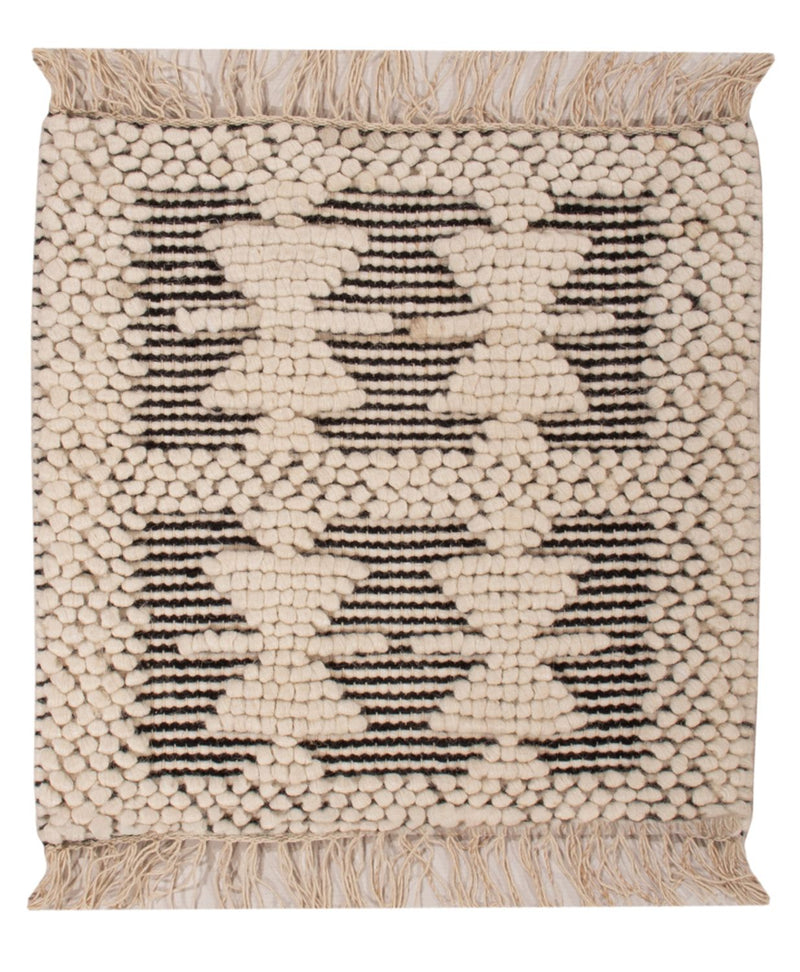 Tappeto di lana quadrato  - 49 x 46 cm - bianco e nero
