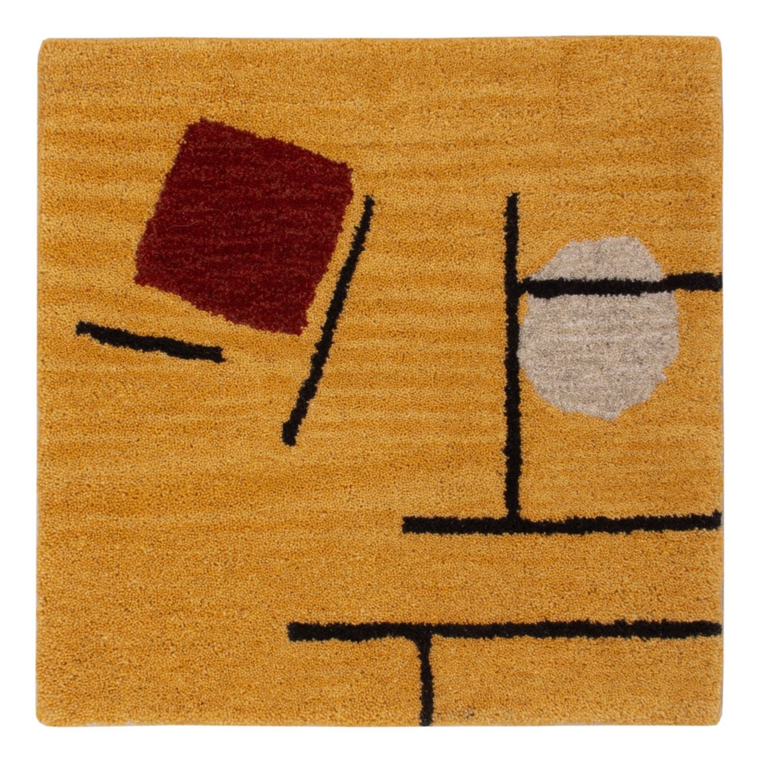 Tappeto di lana quadrato  - 47 x 47 cm - oro