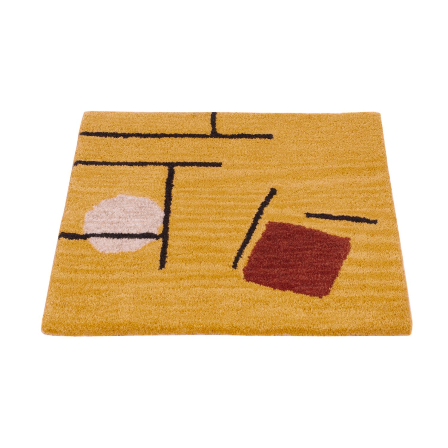 Tappeto di lana quadrato  - 47 x 47 cm - oro