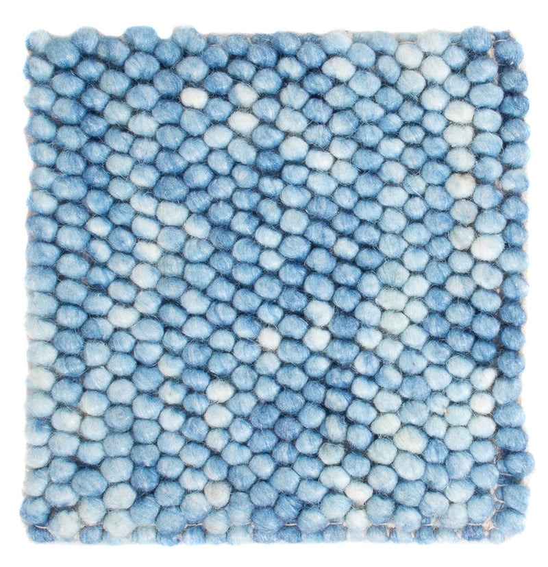 Tappeto di lana quadrato  - 25 x 25 cm - blu chiaro