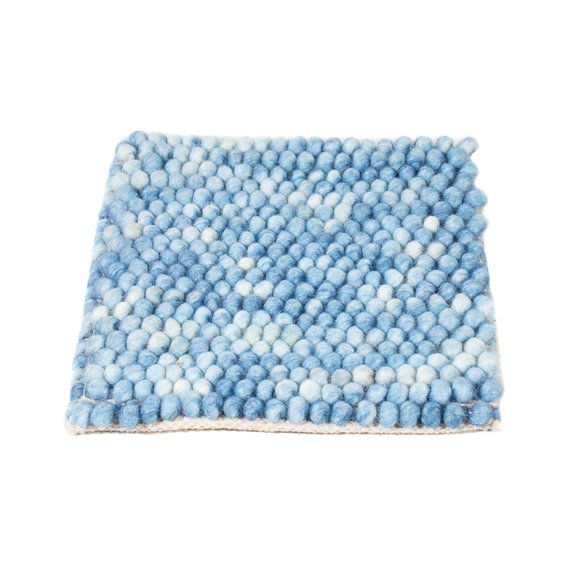 Tappeto di lana quadrato  - 25 x 25 cm - blu chiaro
