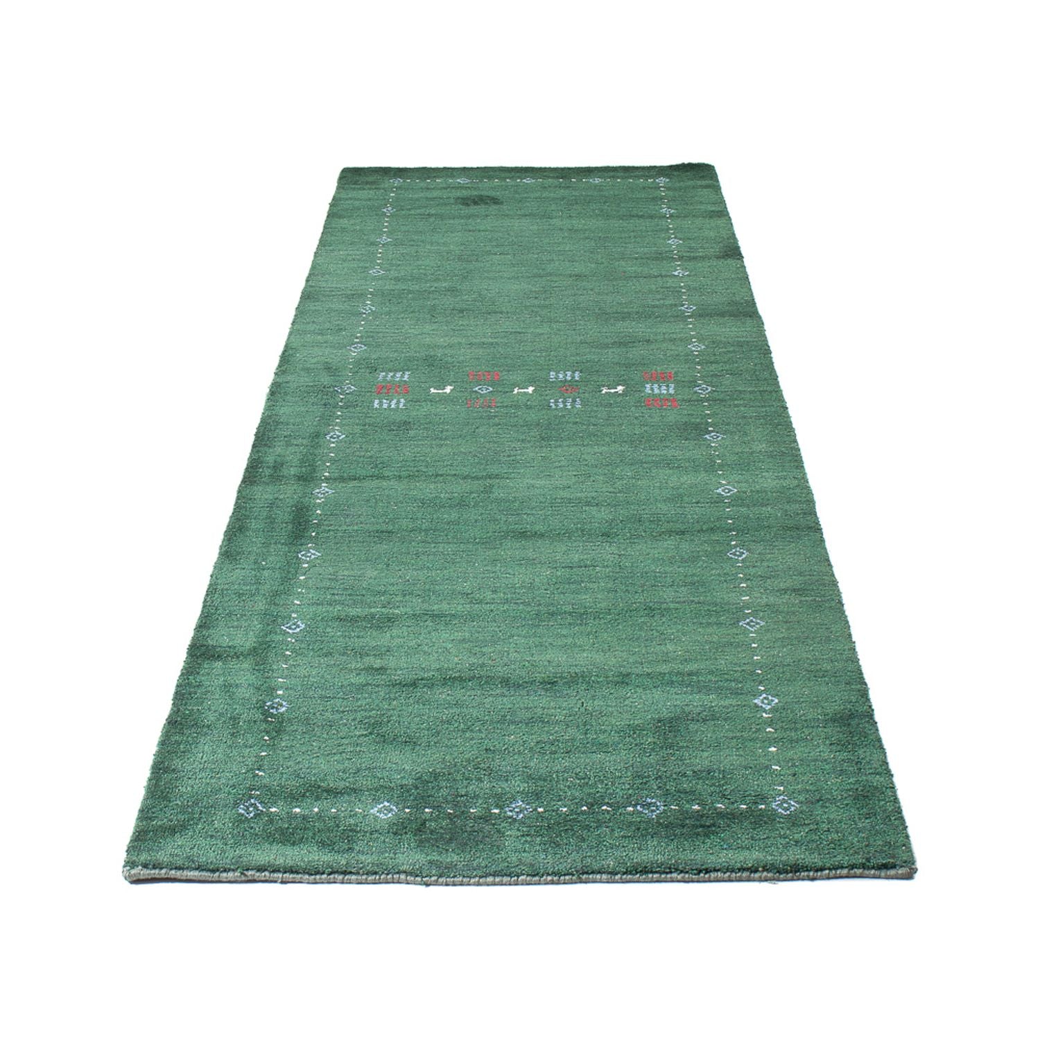 Tappeto corsia Tappeto Gabbeh - Indus - 300 x 80 cm - verde