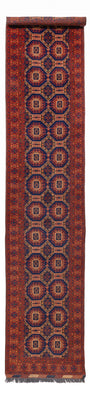 Tappeto corsia Tappeto afgano - 394 x 80 cm - rosso scuro