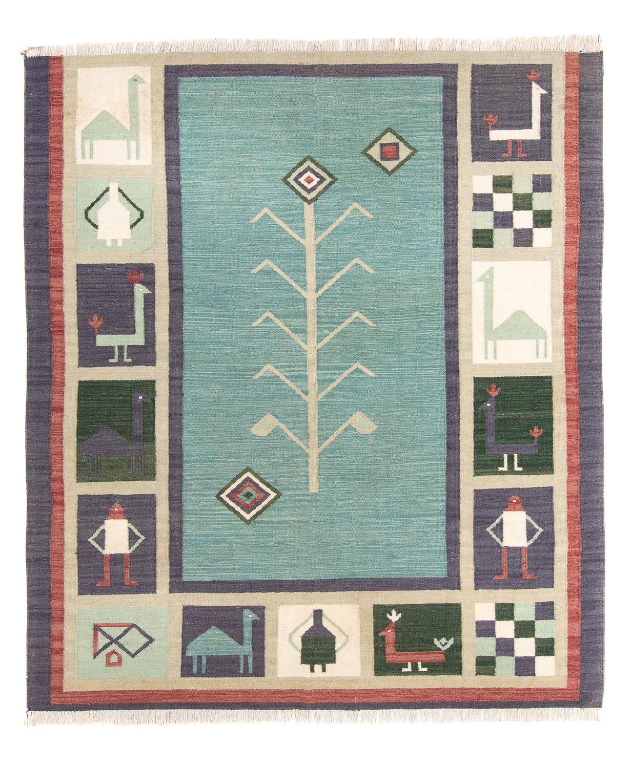 Tappeto Kelim - Tendenza - 240 x 200 cm - blu chiaro