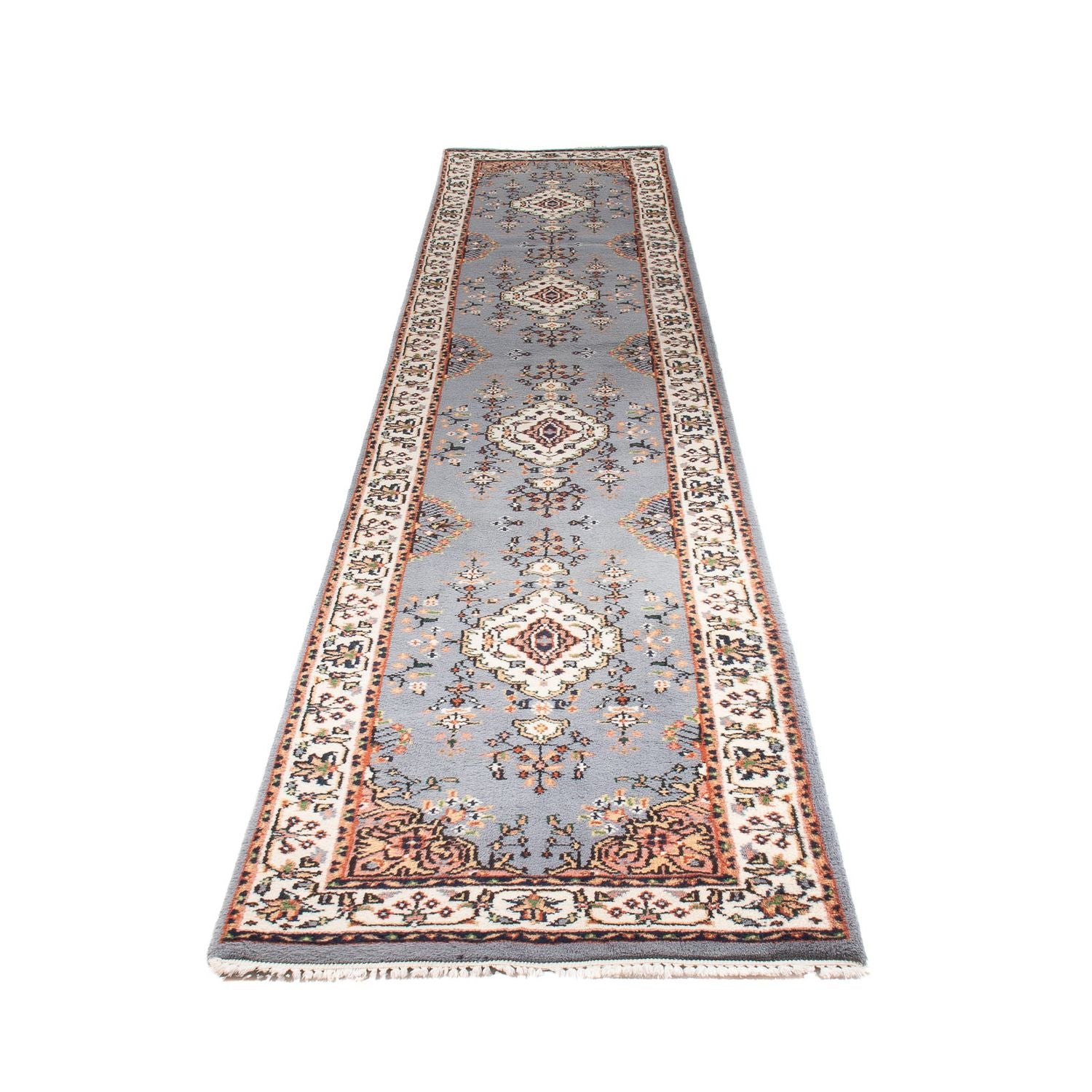 Tappeto corsia Tappeto orientale - Indo - 400 x 80 cm - blu chiaro