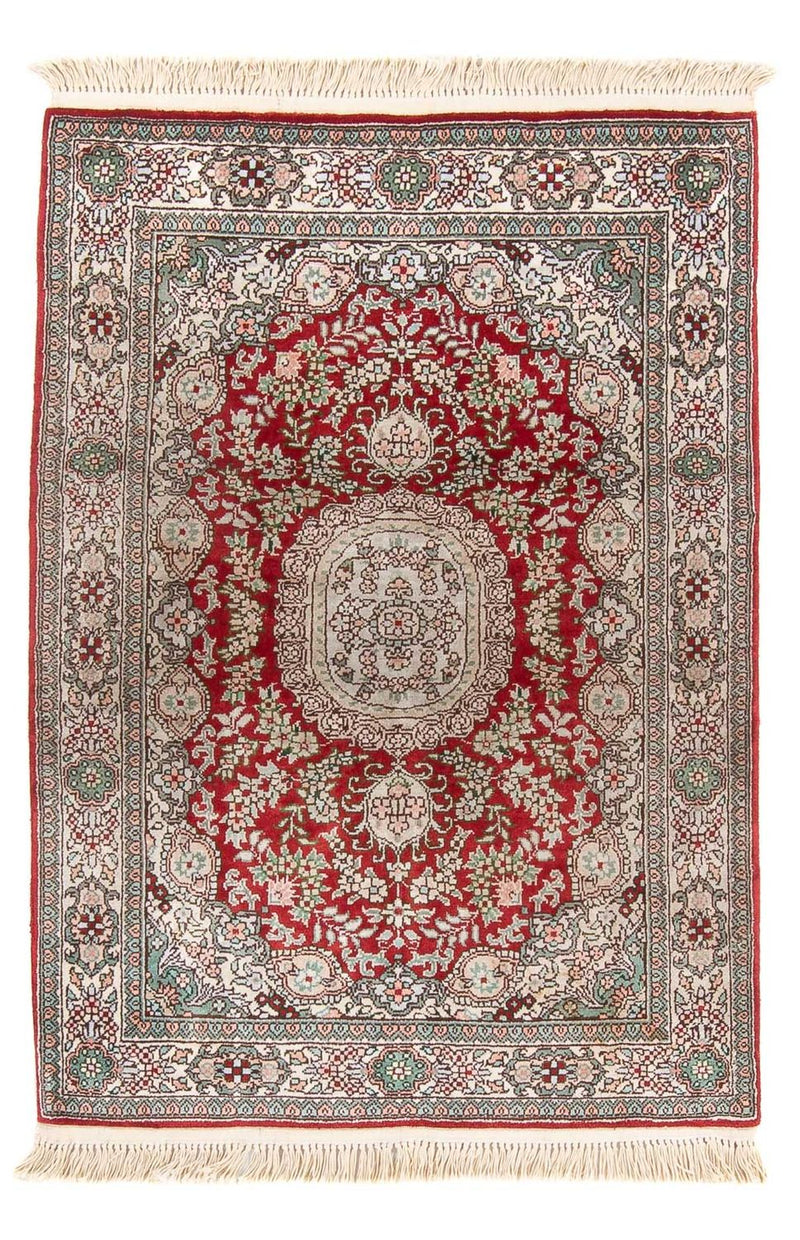 Tappeto di seta - seta cinese - 93 x 62 cm - rosso