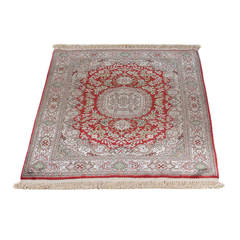 Tappeto di seta - seta cinese - 93 x 62 cm - rosso