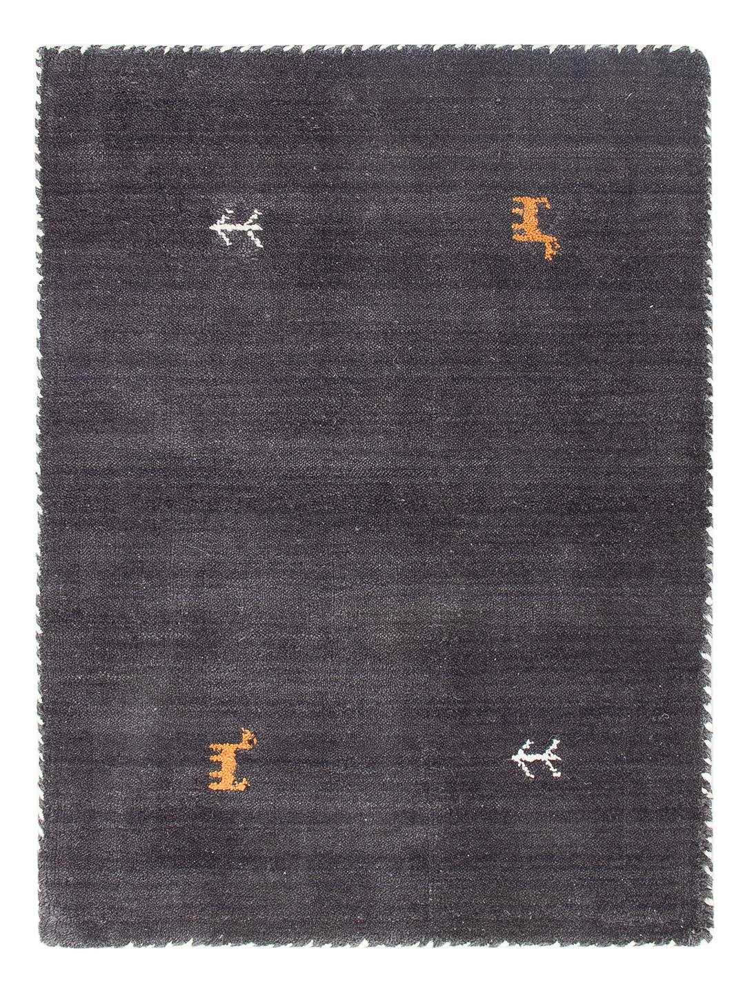 Gabbeh Teppich - Loribaft Softy - 90 x 60 cm - dunkelgrau