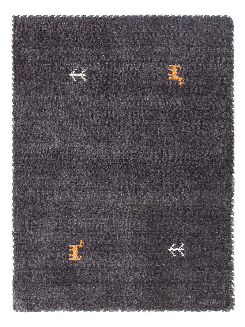 Gabbeh Teppich - Loribaft Softy - 90 x 60 cm - dunkelgrau