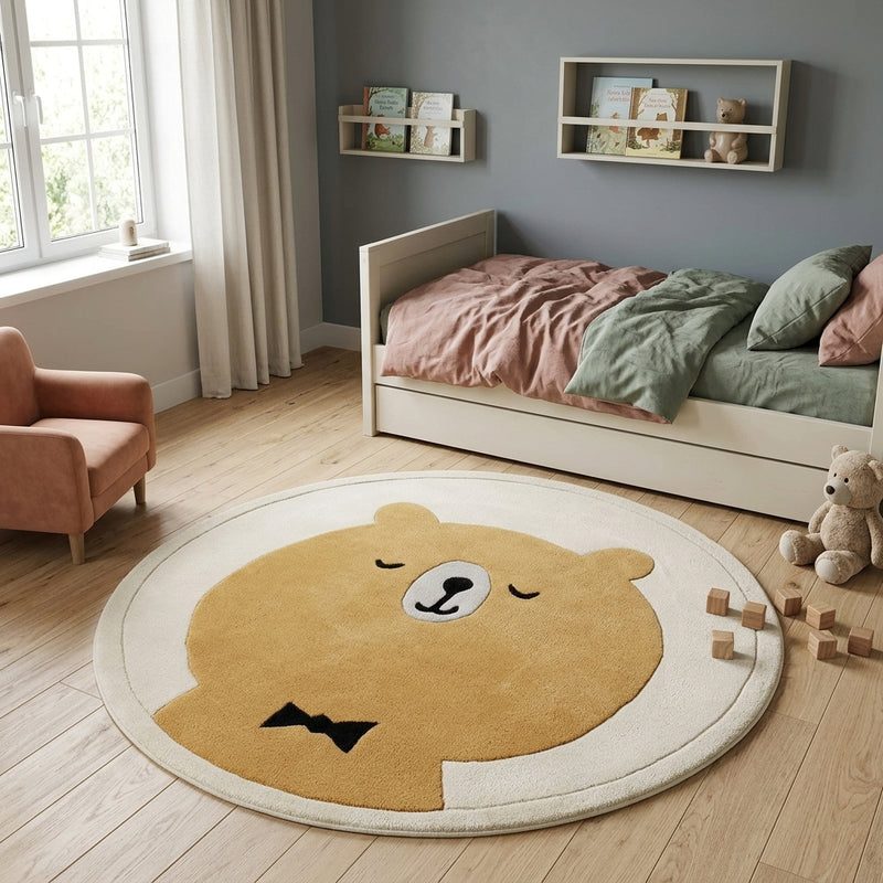 Orso Farfallino Tappeto per Bambini Rotondo