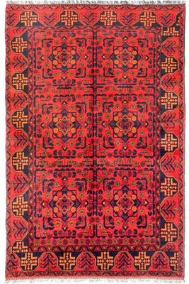 Tappeto afgano - Kunduz - 190 x 128 cm - rosso chiaro