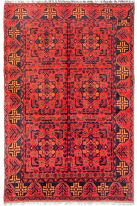 Tappeto afgano - Kunduz - 190 x 128 cm - rosso chiaro