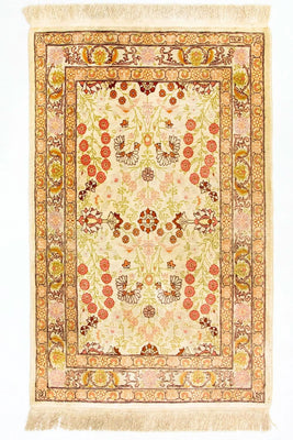 Tappeto di seta - Seta Hereke - Premio - 100 x 64 cm - beige