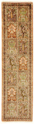 Tappeto corsia Tappeto di seta - Seta del Kashmir - 313 x 82 cm - multicolore