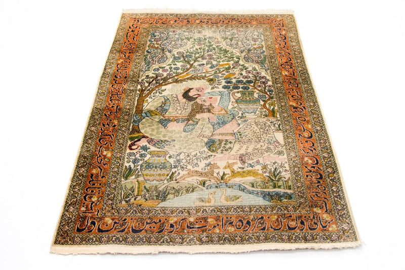 Tappeto di seta - Seta del Kashmir - 150 x 92 cm - multicolore