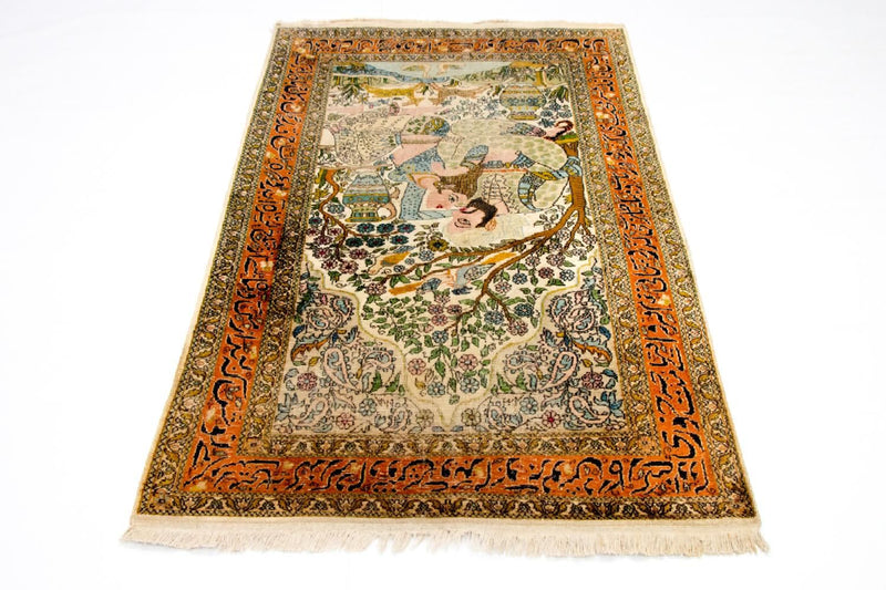 Tappeto di seta - Seta del Kashmir - 150 x 92 cm - multicolore