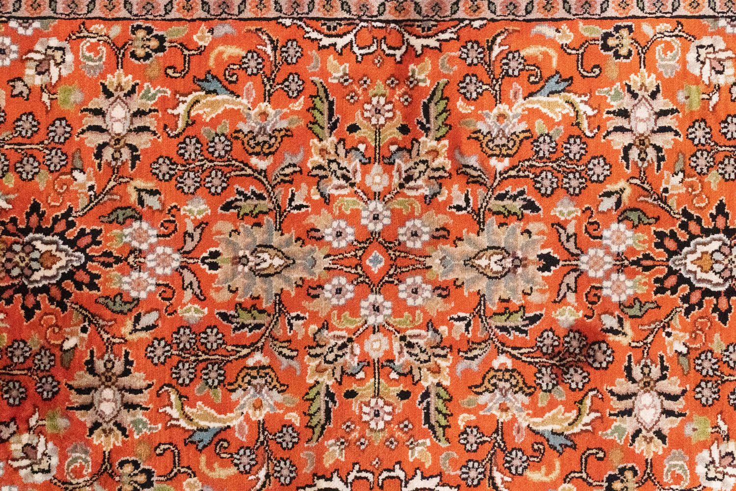 Tappeto corsia Tappeto di seta - Seta del Kashmir - 177 x 61 cm - arancione