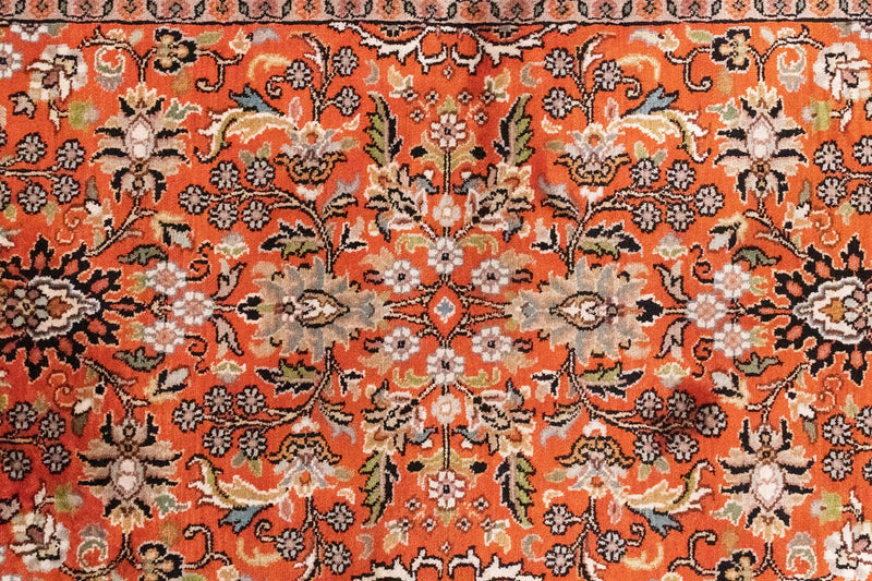 Tappeto corsia Tappeto di seta - Seta del Kashmir - 177 x 61 cm - arancione