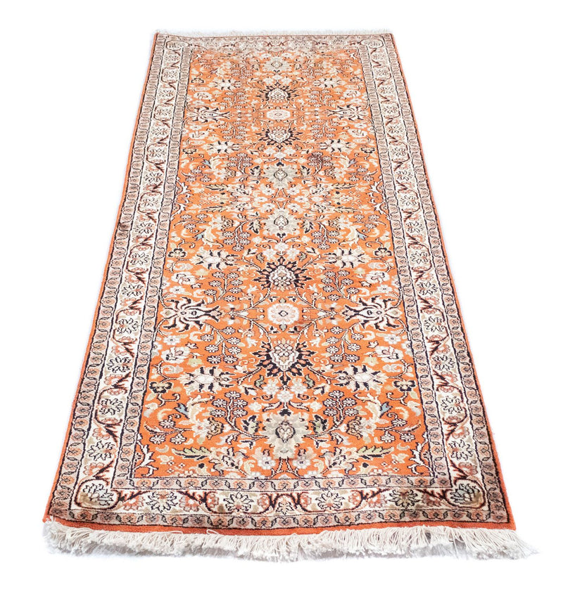 Tappeto corsia Tappeto di seta - Seta del Kashmir - 177 x 61 cm - arancione
