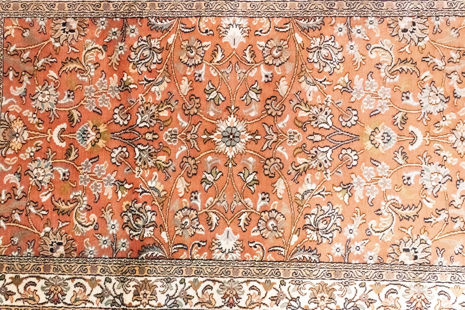 Tappeto di seta - Seta del Kashmir - 122 x 76 cm - arancione