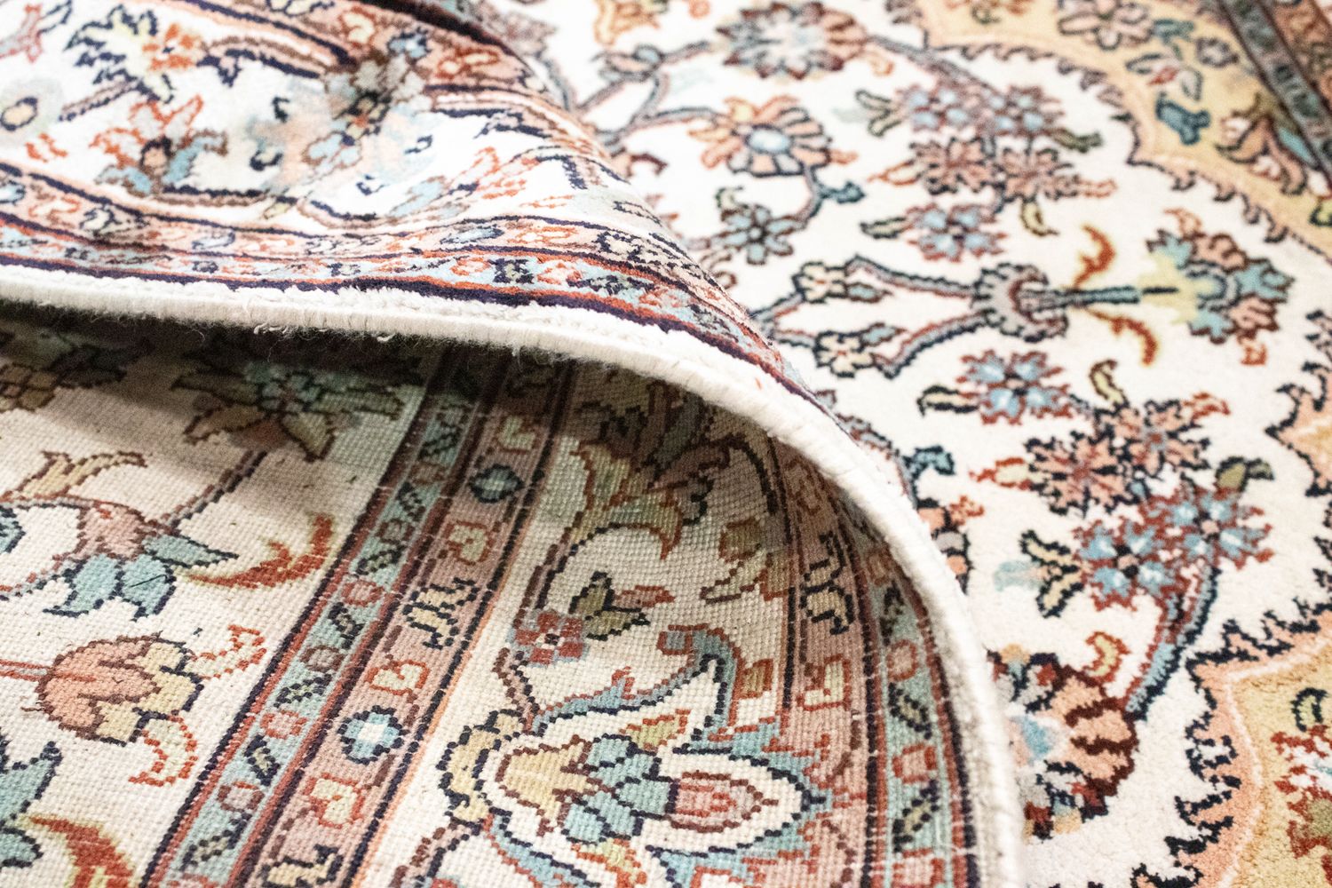 Tappeto di seta - Seta del Kashmir - 125 x 80 cm - beige
