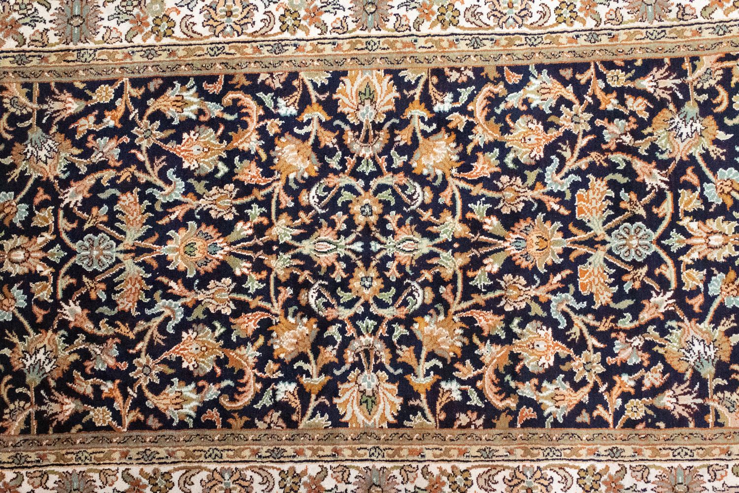 Tappeto di seta - Seta del Kashmir - 127 x 74 cm - blu
