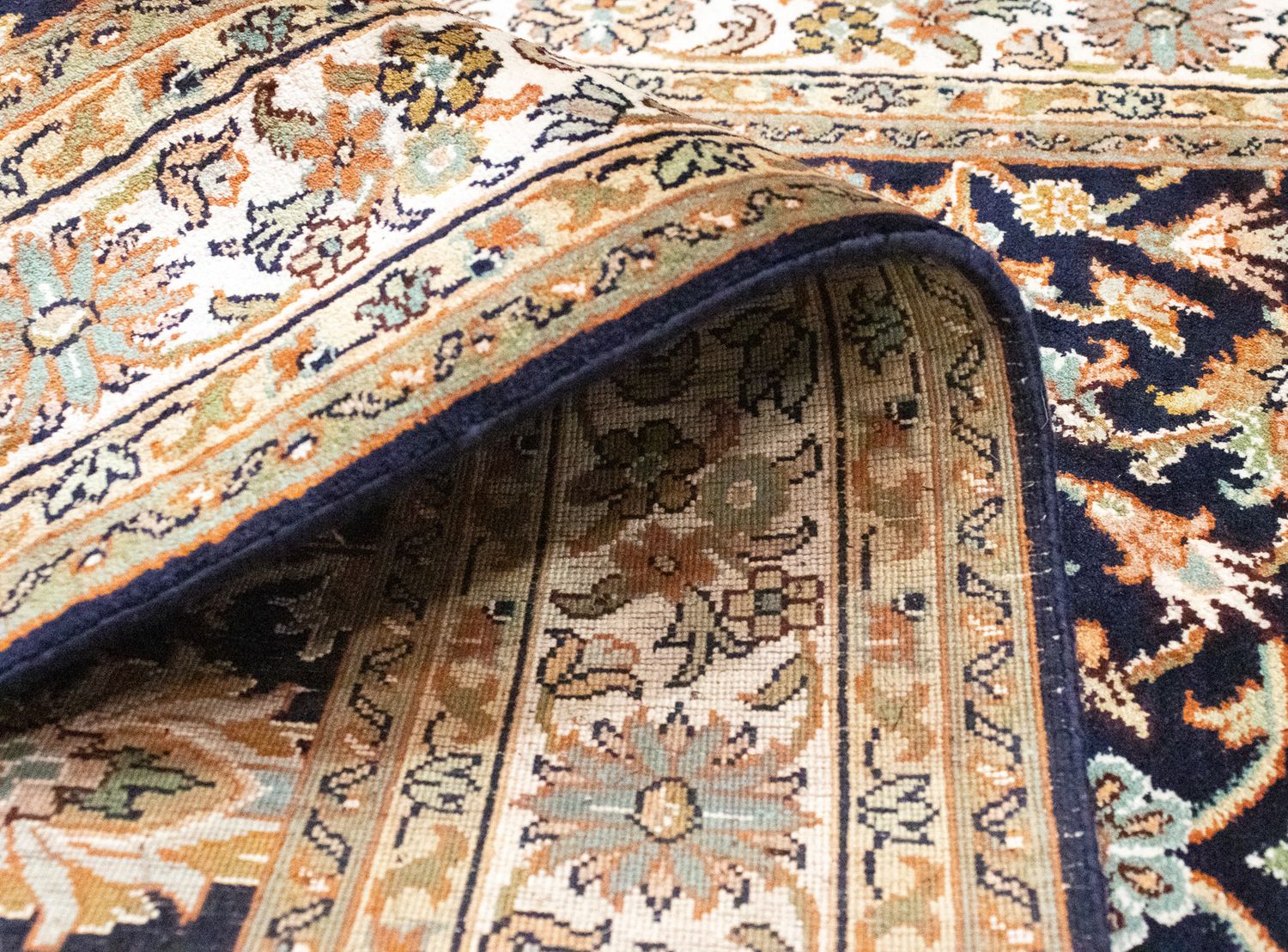 Tappeto di seta - Seta del Kashmir - 127 x 74 cm - blu